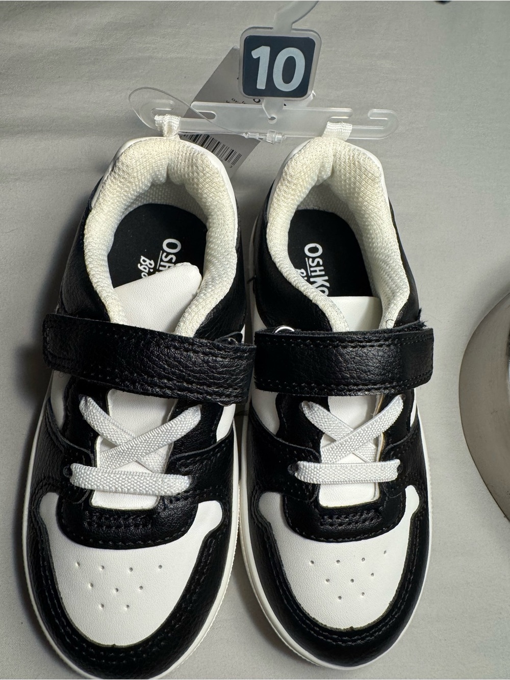 OshKosh B'gosh Black & White Velcro Lace-Up Kids Sneakers